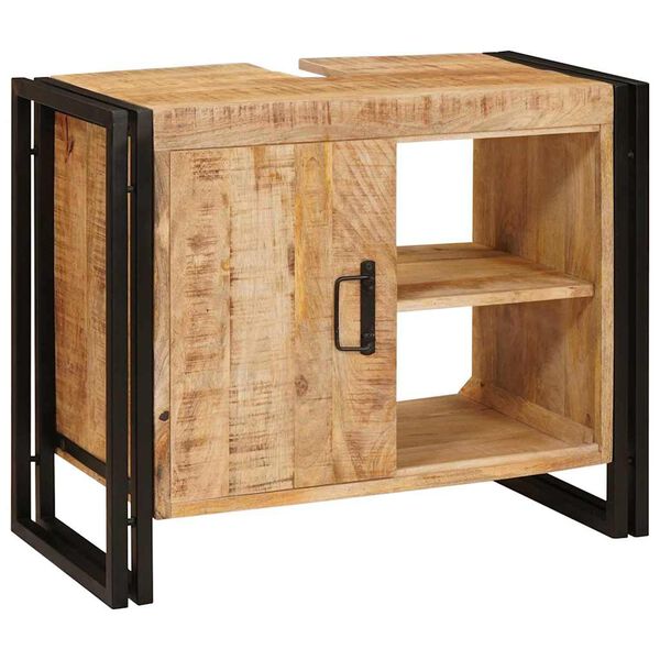 vidaXL Diskb&auml;nkssk&aring;p med hylla Brun 71 x 33 x 58 cm Massivt mangotr&auml;