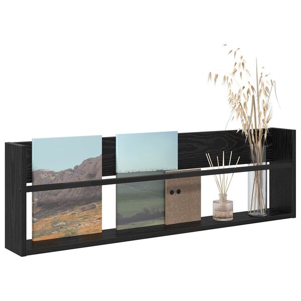 vidaXL Tidningshylla Svart Ek 100 x 12 x 30 cm Konstruerat tr&auml;