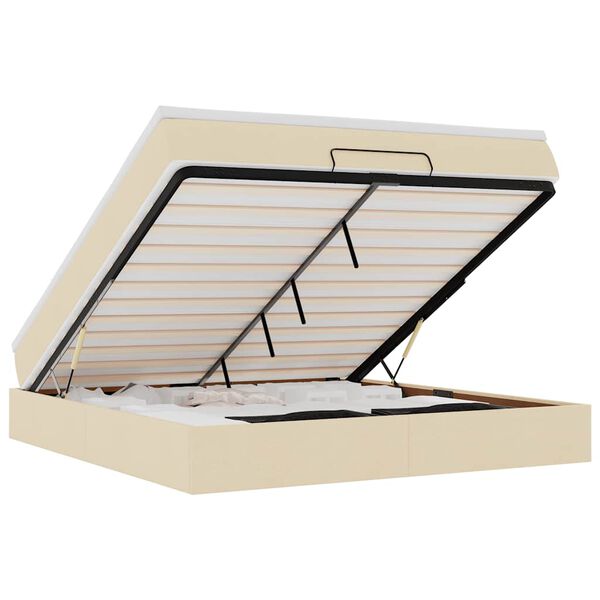 vidaXL Ottoman s&auml;ngram med madrass gr&auml;ddvit 160x200 cm tyg