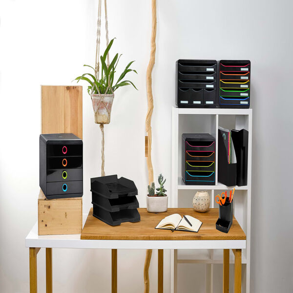 Exacompta Dokumentfack set Pop-Box med 4 l&aring;dor svart