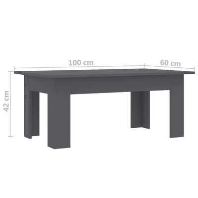 vidaXL Soffbord grå 100x60x42 cm konstruerat trä