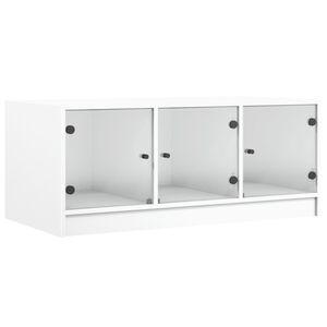vidaXL Soffbord med glasd&ouml;rrar vit 102x50x42 cm