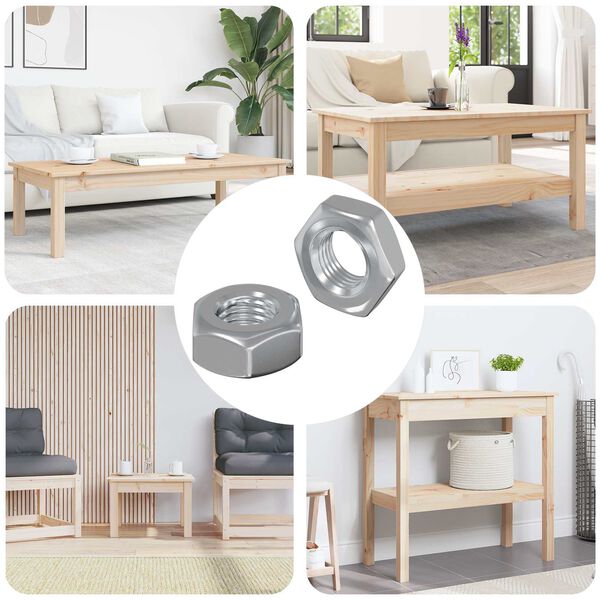 vidaXL Sexkantiga muttrar 2 pcs Silver m8 J&auml;rn