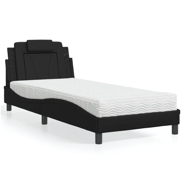 vidaXL Bed "Viana" with Mattress Black 80x200 cm Faux Leather