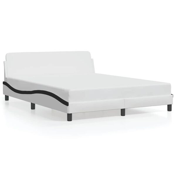 vidaXL Bed Frame "Dover" White&Black 160x200 cm Faux Leather