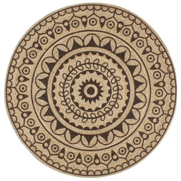 vidaXL Handgjord jutematta med m&ouml;rkbrunt tryck 90 cm