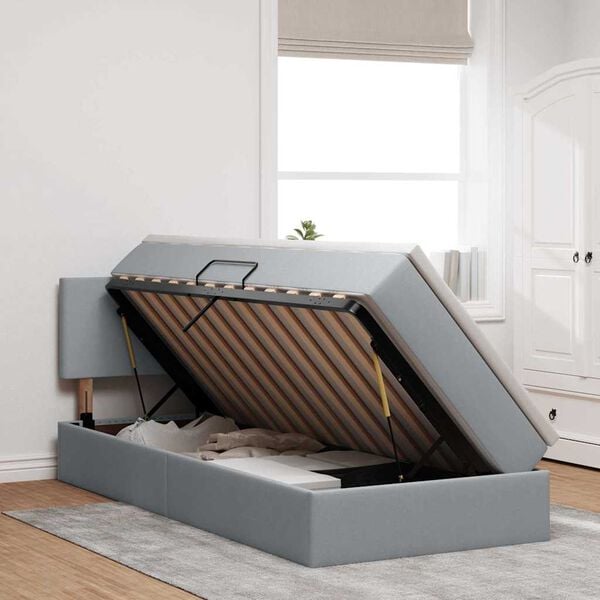 vidaXL F&ouml;rvaringss&auml;ng med madrass Ljusgr&aring; 100 x 200 cm Konstruerat tr&auml;