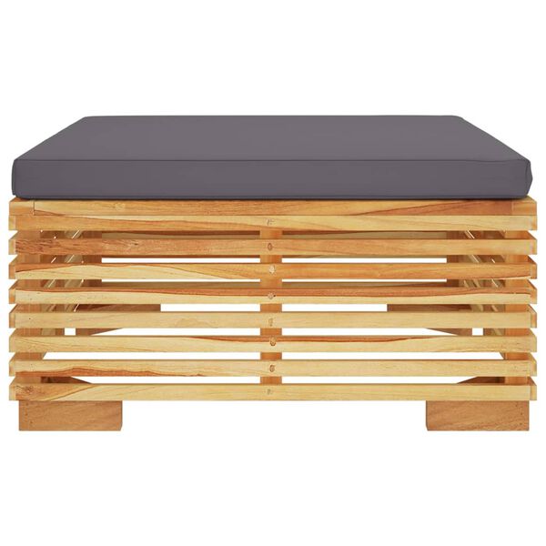 vidaXL Fotpall f&ouml;r tr&auml;dg&aring;rden m&ouml;rkgr&aring; dyna massiv teak