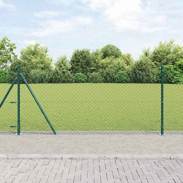 vidaXL St&auml;ngselstolpe Gr&ouml;n 1 x 25 m (60 x 60 mm n&auml;t) St&aring;l