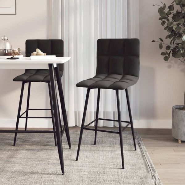 vidaXL Barstolar 2 st svart sammet