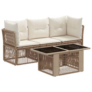 vidaXL Tr&auml;dg&aring;rdsoffset 4 st Beige konstrotting