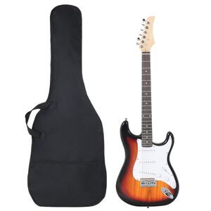 vidaXL Elgitarr f&ouml;r nyb&ouml;rjare med v&auml;ska brun&vit 4/4 39"