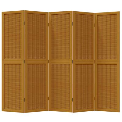 vidaXL Rumsavdelare 5 paneler brun massivt kejsarträ