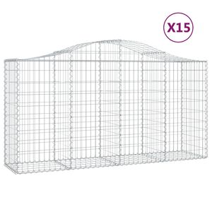 vidaXL Gabioner b&aring;gformade 15 st 200x50x100/120 cm galvaniserat j&auml;rn
