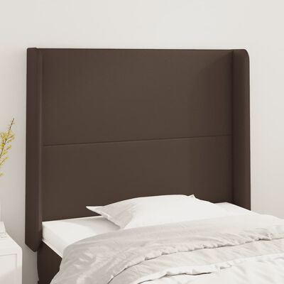 vidaXL Sänggavel med kanter brun 93x16x118/128 cm konstläder