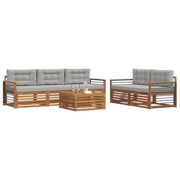 vidaXL Utomhussoffset med kudde 6 pcs Naturlig och Ljus Gr&aring;