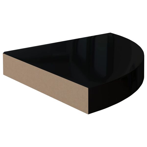 vidaXL Svävande hörnhyllor 2 st svart högglans 25x25x3,8 cm MDF