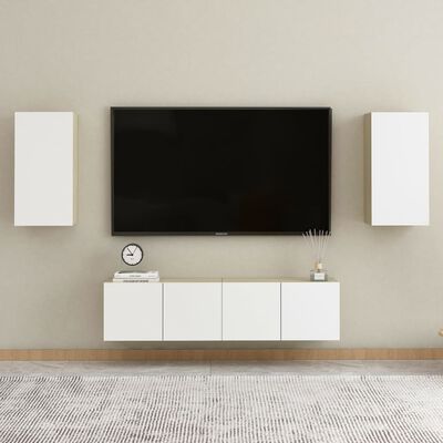 vidaXL TV-skåp vit och sonoma-ek 30,5x30x60 cm konstruerat trä