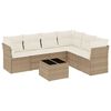 vidaXL Matgrupp f&ouml;r tr&auml;dg&aring;rden med dynor 7 delar beige konstrotting