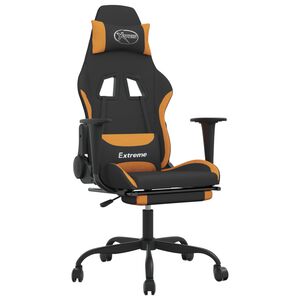 vidaXL Gamingstol med fotst&ouml;d svart och orange tyg