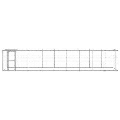 vidaXL Hundgård för utomhusbruk galvaniserat stål med tak 21,78 m²