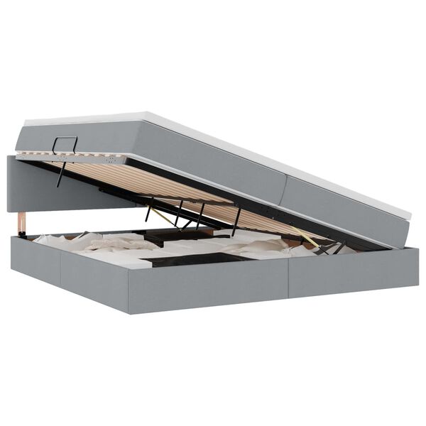 vidaXL F&ouml;rvaringss&auml;ng med madrass Ljusgr&aring; 200 x 200 cm Konstruerat tr&auml;