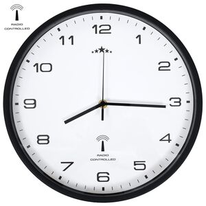 vidaXL Radiostyrd v&auml;ggklocka Quartz-urverk 31 cm vit & svart
