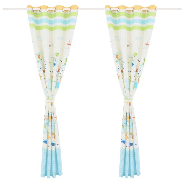 vidaXL M&ouml;rkl&auml;ggningsgardiner f&ouml;r barn 2 st 140x240 cm utforska v&auml;rlden