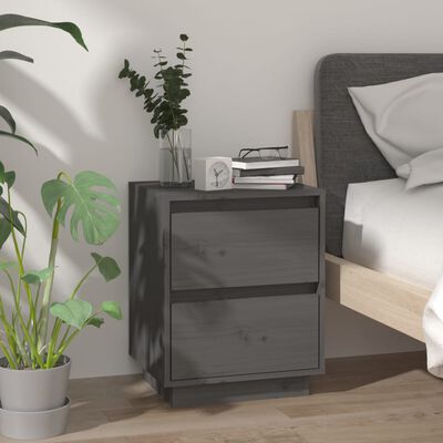 vidaXL Sängbord grå 40x35x50 cm massiv furu