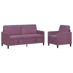 vidaXL Soffgrupp med f&ouml;rvaring 2 st Lila Polyester