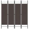 vidaXL Rumsavdelare 4 paneler brun 160x180 cm