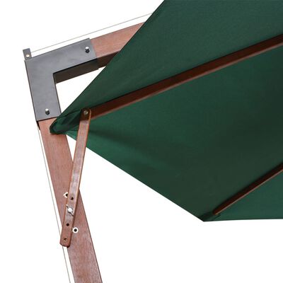 vidaXL Hängande parasoll 350 cm trästång grön