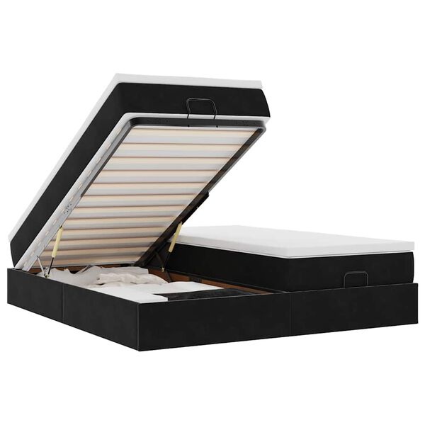 vidaXL Ottoman s&auml;ngram med madrasser svart 160x200 cm sammet