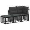 vidaXL Utomhussoffset med kudde 3 pcs Svart Polyester