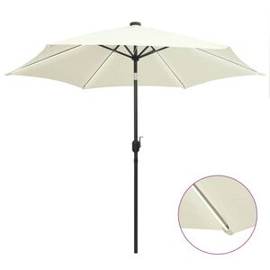 vidaXL Parasoll med LEDs och aluminiumst&aring;ng 300 cm sandvit