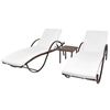 vidaXL Sols&auml;ngar 2 st med bord konstrotting brun