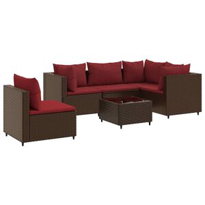 vidaXL Loungegrupp med dynor brun konstrotting