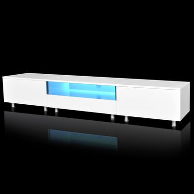 vidaXL TV-bänk LED 200 cm högglans vit