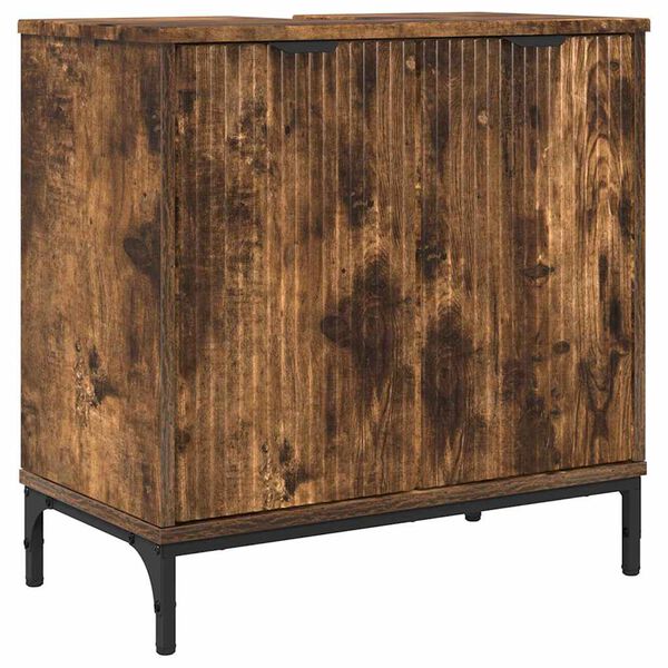 vidaXL Badrumsskåp med handfat med lagring Rökt ek 60,5 x 33,5 x 61 cm