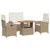 vidaXL Soffgrupp f&ouml;r tr&auml;dg&aring;rden med dynor 4 delar beige konstrotting