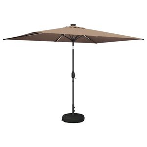vidaXL Tr&auml;dg&aring;rdsparasol med LED-lampor och bas 200 x 300 cm Polyester