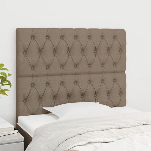 vidaXL Sänggavel taupe 100x7x118/128 cm tyg