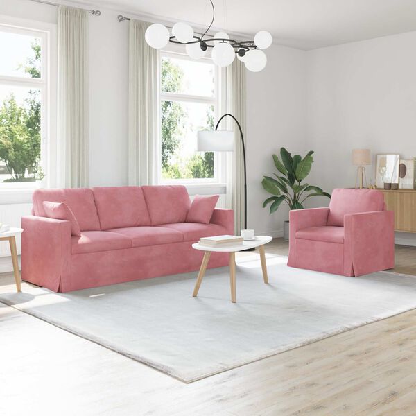 vidaXL Soffa 2 pcs Rosa 198 x 78 x 80 cm Sammet