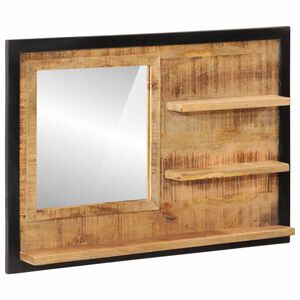 vidaXL Spegel med hyllor 80x8x55 cm glas och massivt mangotr&auml;