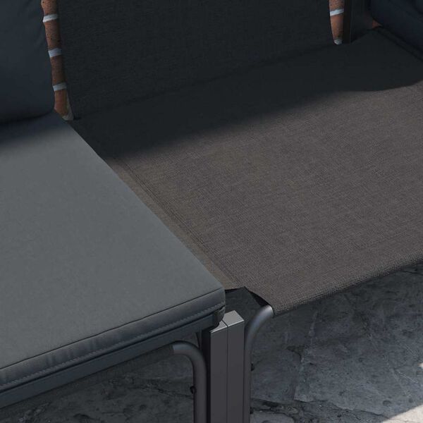 vidaXL Tr&auml;dg&aring;rdsoffset med kudde 10 pcs Svart St&aring;l