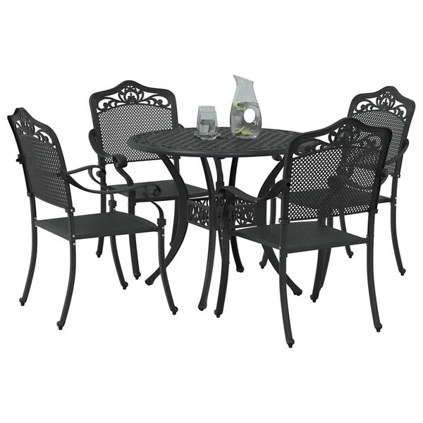vidaXL Tr&auml;dg&aring;rdsm&ouml;belset 5 pcs Svart 90 x 90 x 75 cm Gjutet Aluminium