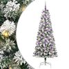 vidaXL Plast Hingad Julgran med 300 LED-lampor Gr&ouml;n och Vit 180 cm