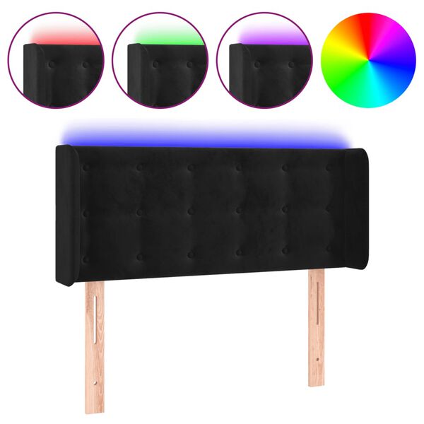 vidaXL S&auml;nggavel LED svart 93x16x78/88 cm sammet