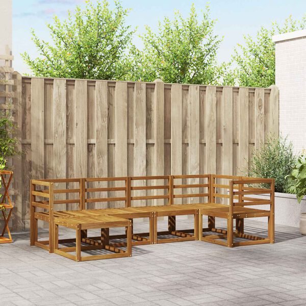 vidaXL Utomhussoffset med kudde 6 pcs Naturlig och Ljus Gr&aring;