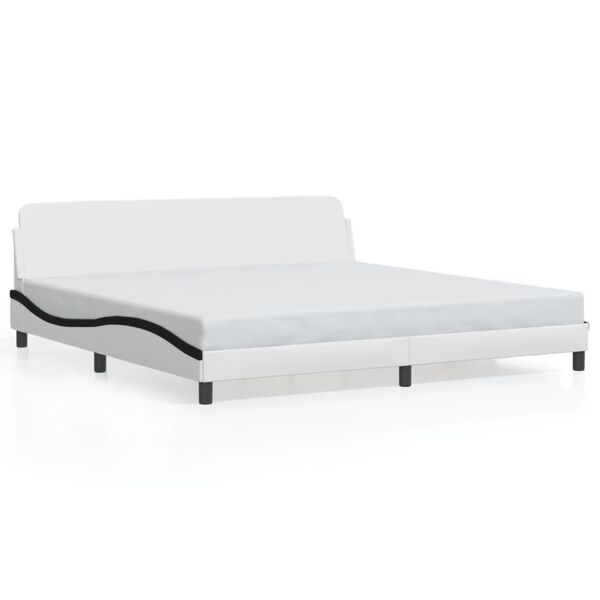 vidaXL Bed Frame "Dover" White and Black 200x200 cm Faux Leather